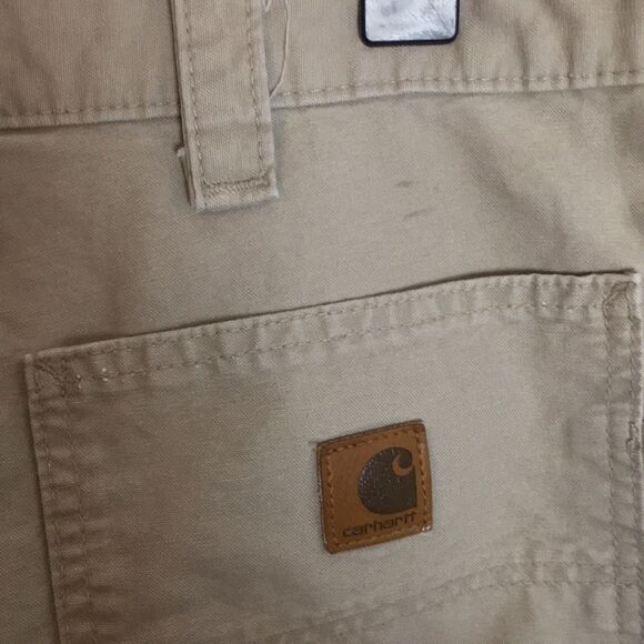 Carhartt Dungaree Fit 100% Cotton Tan Utility Work Cargo Pants 36x32 - Picture 10 of 16